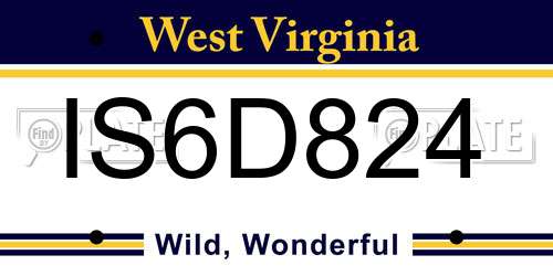 IS6D824 West Virginia License Plate