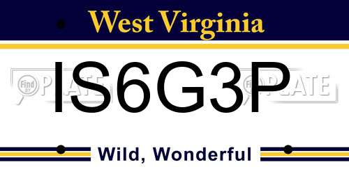 IS6G3P West Virginia License Plate