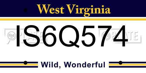 IS6Q574 West Virginia License Plate