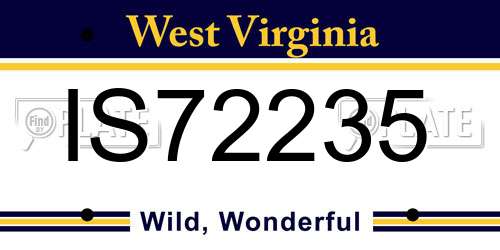 IS72235 West Virginia License Plate