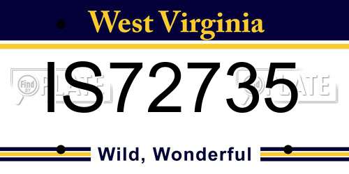 IS72735 West Virginia License Plate