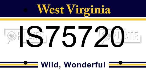 IS75720 West Virginia License Plate