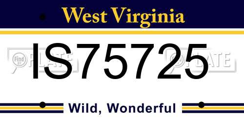 IS75725 West Virginia License Plate