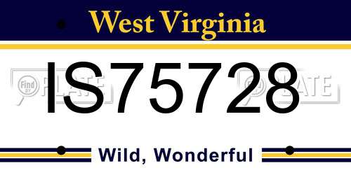 IS75728 West Virginia License Plate