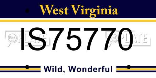 IS75770 West Virginia License Plate