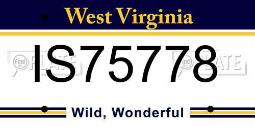IS75778 West Virginia License Plate