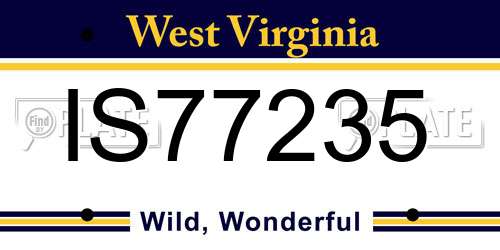 IS77235 West Virginia License Plate