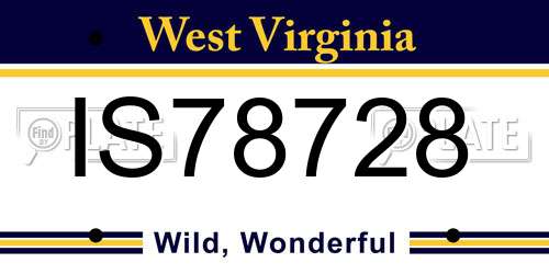 IS78728 West Virginia License Plate