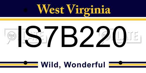 IS7B220 West Virginia License Plate