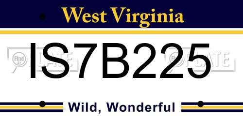 IS7B225 West Virginia License Plate