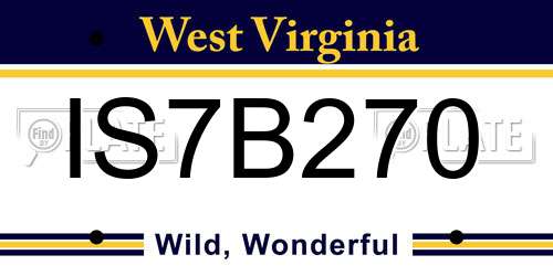 IS7B270 West Virginia License Plate