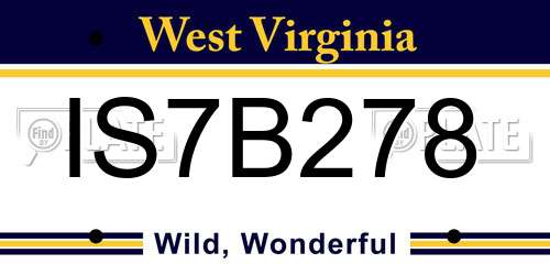 IS7B278 West Virginia License Plate