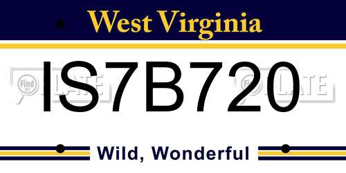 IS7B720 West Virginia License Plate
