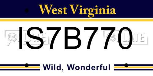 IS7B770 West Virginia License Plate
