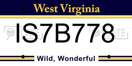IS7B778 West Virginia License Plate