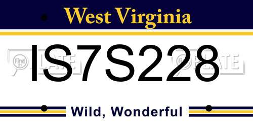 IS7S228 West Virginia License Plate