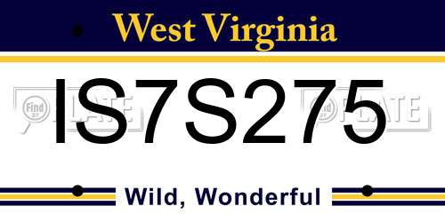 IS7S275 West Virginia License Plate