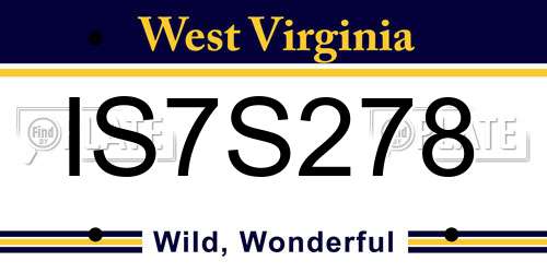 IS7S278 West Virginia License Plate