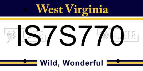 IS7S770 West Virginia License Plate