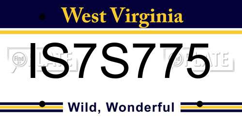 IS7S775 West Virginia License Plate
