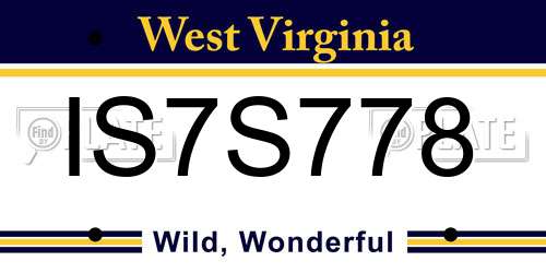 IS7S778 West Virginia License Plate