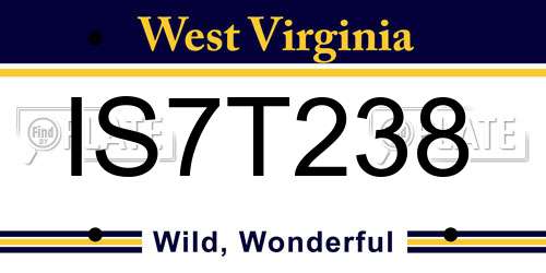 IS7T238 West Virginia License Plate