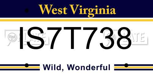 IS7T738 West Virginia License Plate
