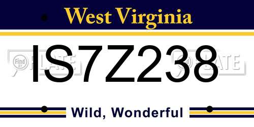 IS7Z238 West Virginia License Plate