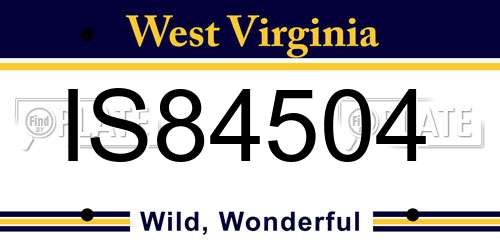 IS84504 West Virginia License Plate