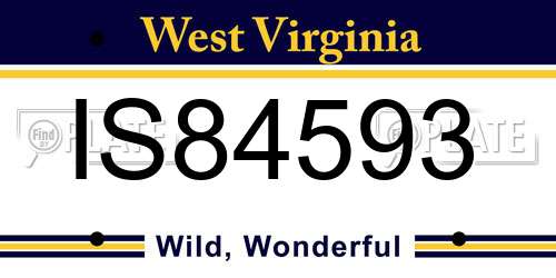 IS84593 West Virginia License Plate