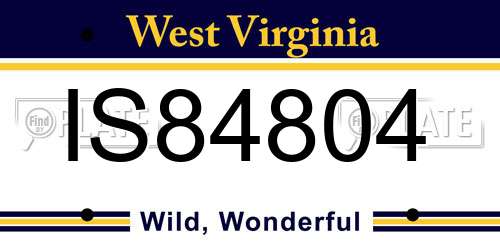 IS84804 West Virginia License Plate