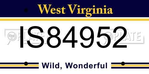 IS84952 West Virginia License Plate