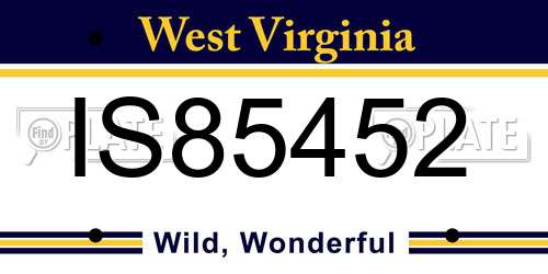 IS85452 West Virginia License Plate