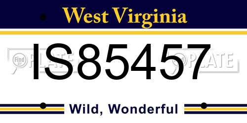 IS85457 West Virginia License Plate