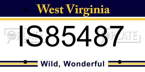 IS85487 West Virginia License Plate
