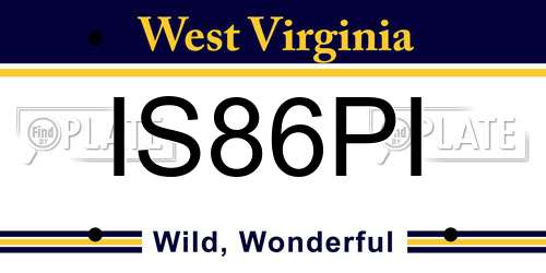 IS86PI West Virginia License Plate