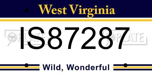 IS87287 West Virginia License Plate