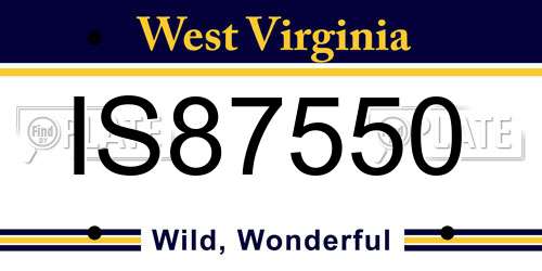 IS87550 West Virginia License Plate