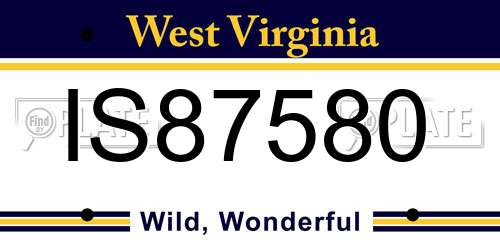 IS87580 West Virginia License Plate