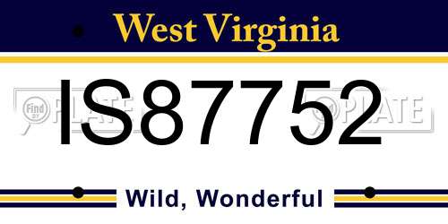 IS87752 West Virginia License Plate