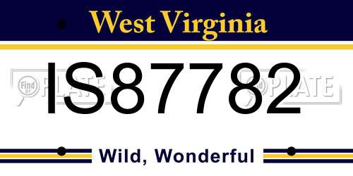 IS87782 West Virginia License Plate