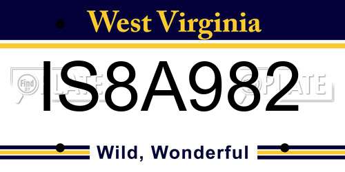 IS8A982 West Virginia License Plate