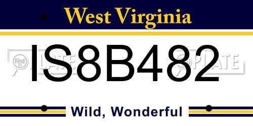 IS8B482 West Virginia License Plate