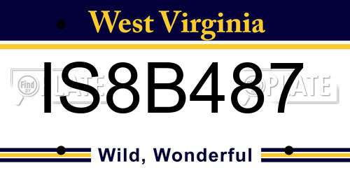 IS8B487 West Virginia License Plate