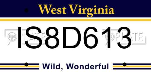 IS8D613 West Virginia License Plate