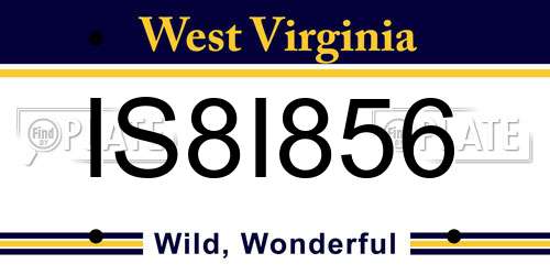 IS8I856 West Virginia License Plate