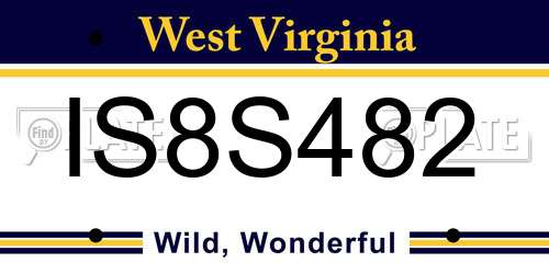 IS8S482 West Virginia License Plate