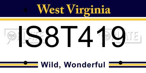 IS8T419 West Virginia License Plate