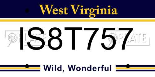 IS8T757 West Virginia License Plate