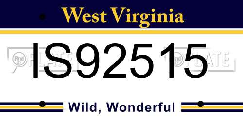 IS92515 West Virginia License Plate